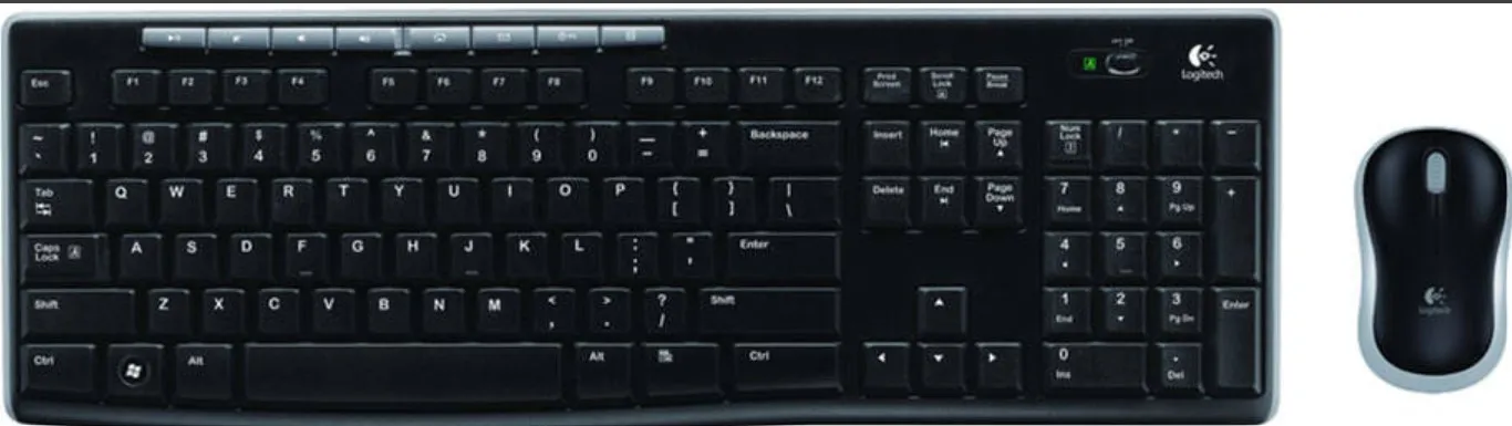 Logitech MK270 Wireless Combo Keyboard and Mouse, English Arabic Layout, Long Battery Life, 1000 DPI Resolution, Multimedia Keys, Compact Design, Black