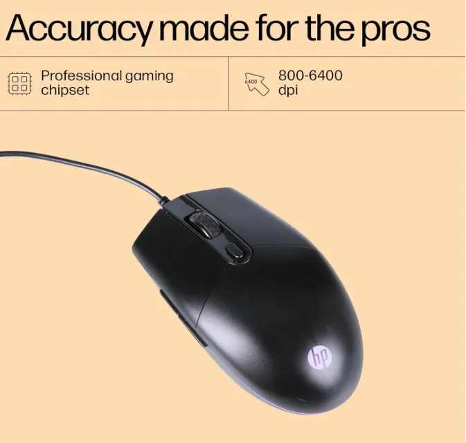 HP M260 RGB Backlighting USB Wired Gaming Mouse, Customizable 6400 DPI, Ergonomic Design, Non-Slip Roller, Light weighted(7ZZ81AA),Black 4