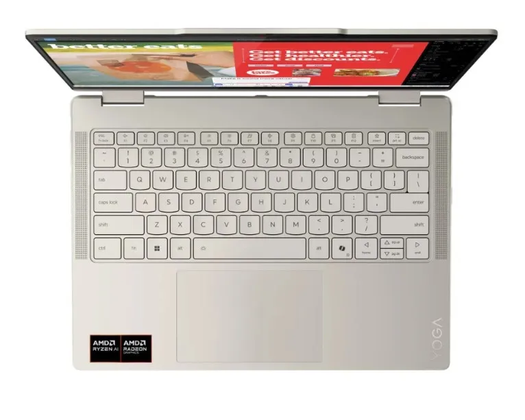 Lenovo Yoga 7 2-in-1 14AKP10 AI Laptop, AMD Ryzen AI 7 350 Processor, 16 GB RAM, 1 TB SSD, 14" WUXGA OLED Touch Display, Windows 11 Home, Backlit English & Arabic Keyboard, Seashell, 1 Year Warranty | 83JR0095AX