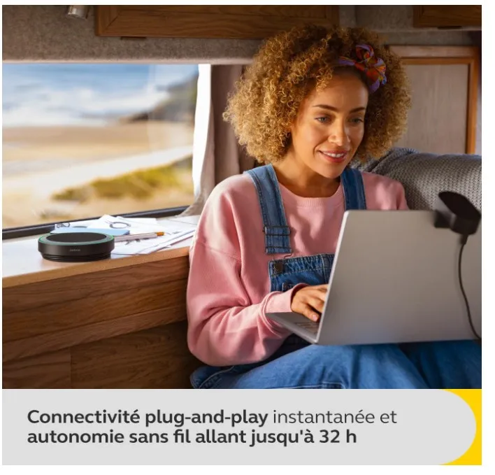 Jabra Speak2 55 Wireless Bluetooth Speakerphone with 4 Noise-cancelling Mics, Full-range 50mm Speaker, Wideband Audio, Compact and portable - MS Teams Certified, Works with Other Platforms - Dark Grey( 2755-109 )