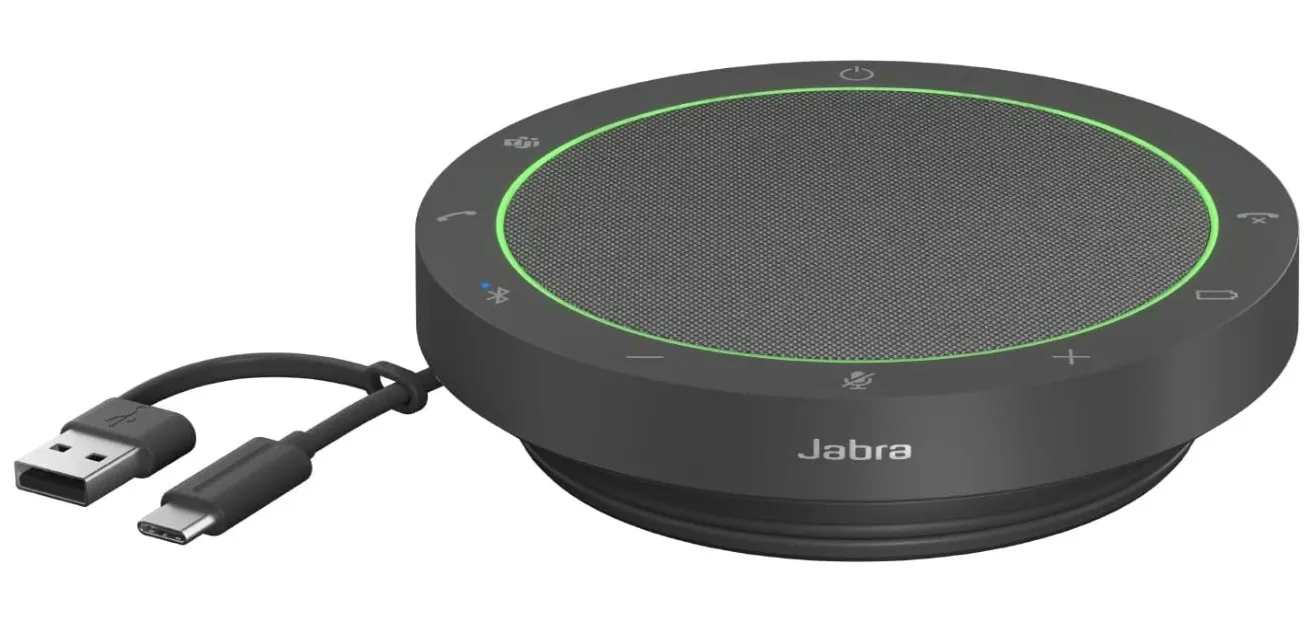 Jabra Speak2 55 Wireless Bluetooth Speakerphone with 4 Noise-cancelling Mics, Full-range 50mm Speaker, Wideband Audio, Compact and portable - MS Teams Certified, Works with Other Platforms - Dark Grey( 2755-109 )