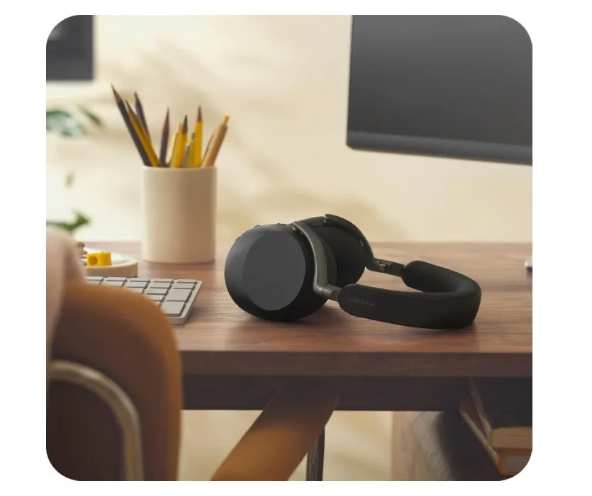 Jabra Evolve3 85 Wireless Bluetooth Headset, Link 390c, with AI Noise Cancellation, ClearVoice Microphone Technology, Advanced ANC, Premium Over-Ear Office Headphones for Microsoft Teams- Black ( 38599-999-899 ) 2