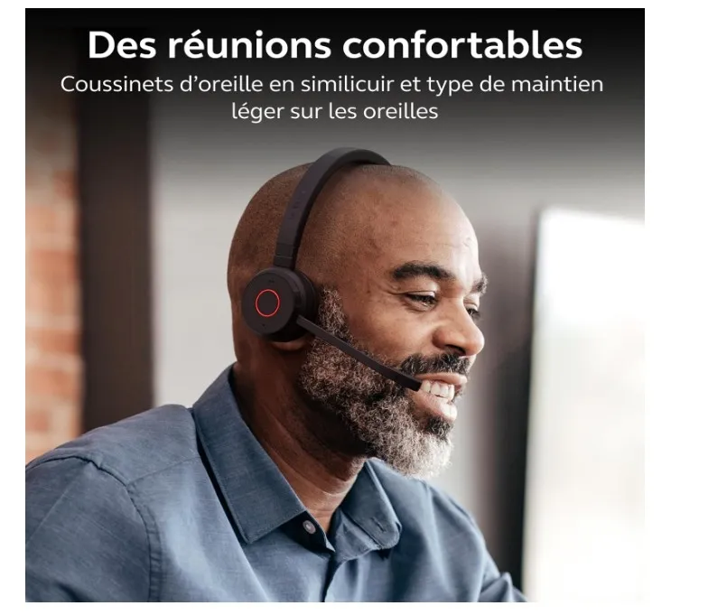 Jabra Evolve 65 TE wireless stereo headphones Microsoft Teams certified, 30m range, 12-hour battery, USB-A, dual connectivity - Black ( 6699-833-309 ) 4