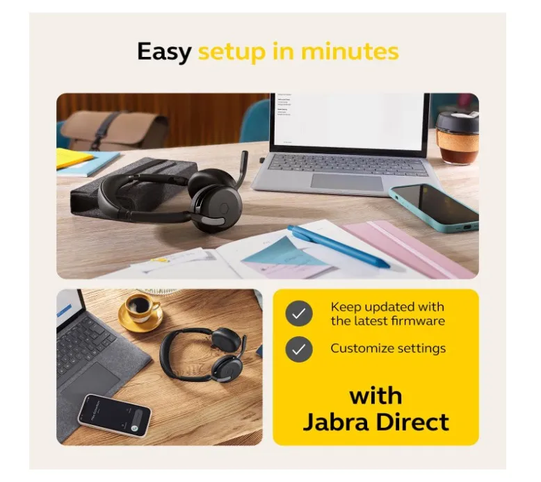 Jabra Evolve2 65 Flex - Wireless Stereo Headset with Bluetooth, Noise-cancelling Jabra ClearVoice Technology and Hybrid ANC - Certified for MS Teams - Black ( 26699-999-999 ) 4