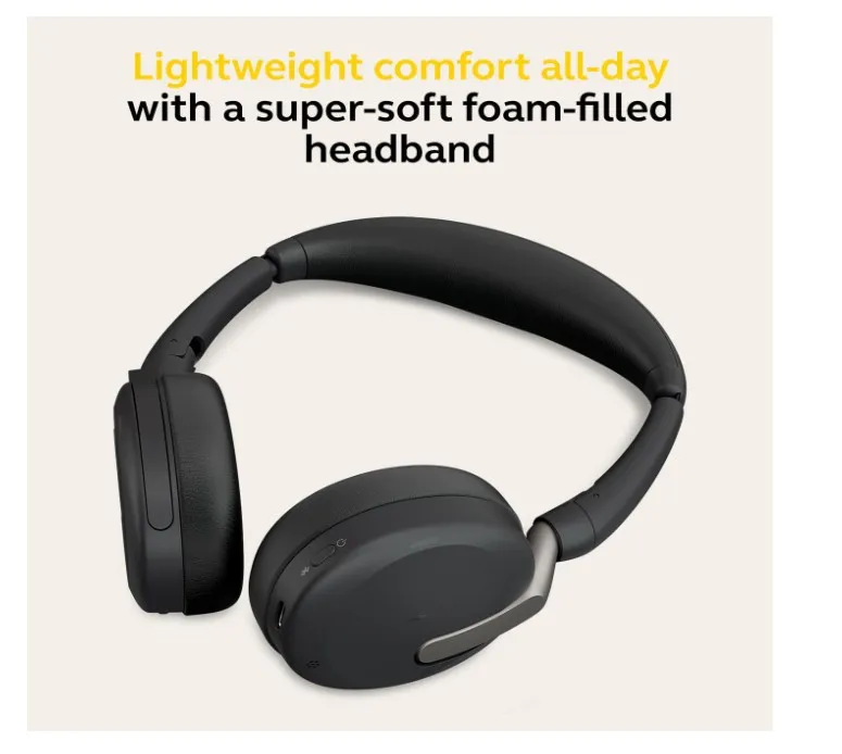 Jabra Evolve2 65 Flex - Wireless Stereo Headset with Bluetooth, Noise-cancelling Jabra ClearVoice Technology and Hybrid ANC - Certified for MS Teams - Black ( 26699-999-999 )