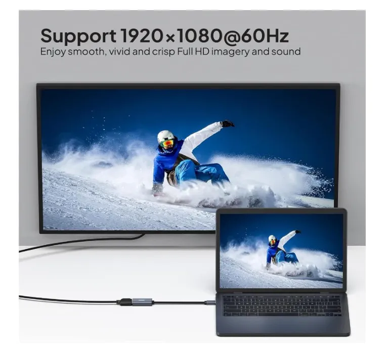 Mowsil Mini DisplayPort to HDMI Adapter, 4K@60Hz Mini DP to HDMI Converter with Gold-Plated Connector, Plug and Play, Compatible with MacBook, iMac, Ultrabook, Laptop, PC, Monitor, HDTV, Projector 4