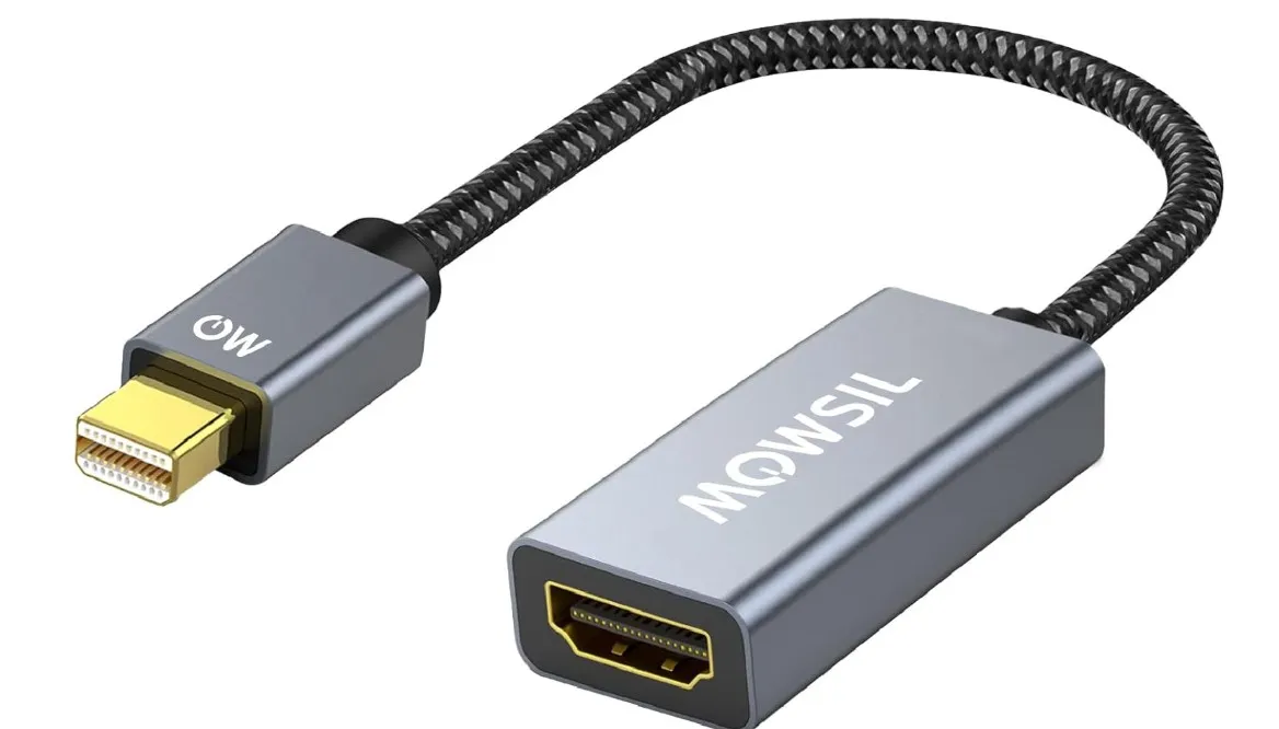 Mowsil Mini DisplayPort to HDMI Adapter, 4K@60Hz Mini DP to HDMI Converter with Gold-Plated Connector, Plug and Play, Compatible with MacBook, iMac, Ultrabook, Laptop, PC, Monitor, HDTV, Projector