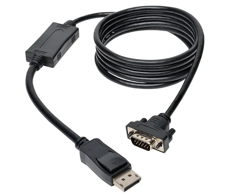 Tripp Lite DisplayPort to VGA Active Cable Adapter, DP 1.2 with Latches, DP to HD15 (M/M), DP2VGA, 1080p, Black, 6 Feet / 1.83 Meters, 3-Year Warranty (P581-006-VGA-V2)