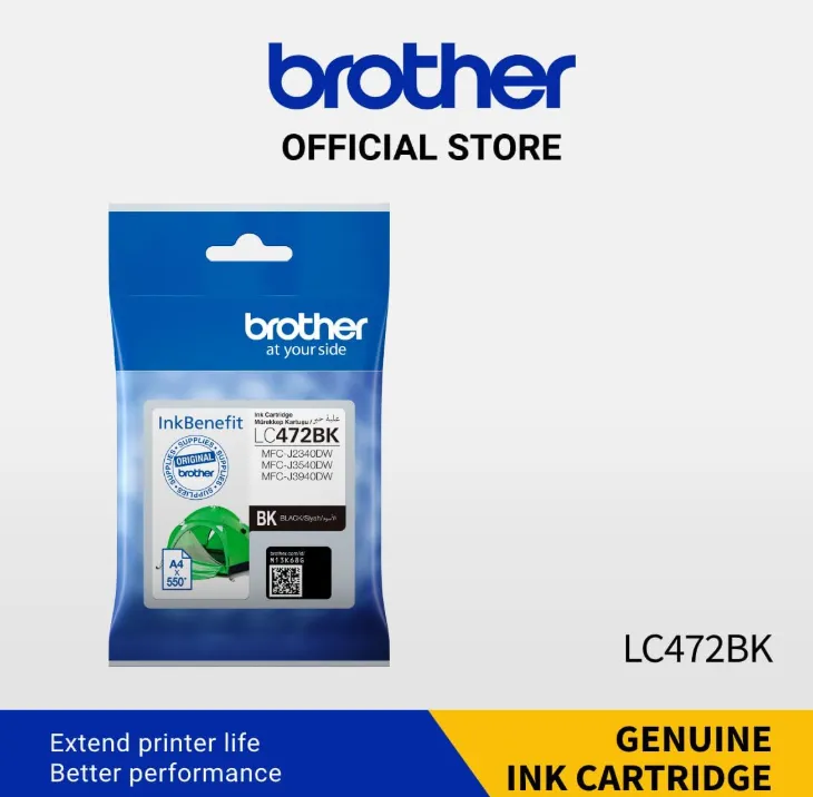 Brother Genuine LC472BK Black Ink Cartridge, 550 Page Yield, for MFC-J2340DW/J3540DW/J3940DW