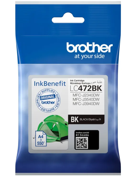 Brother Genuine LC472BK Black Ink Cartridge, 550 Page Yield, for MFC-J2340DW/J3540DW/J3940DW