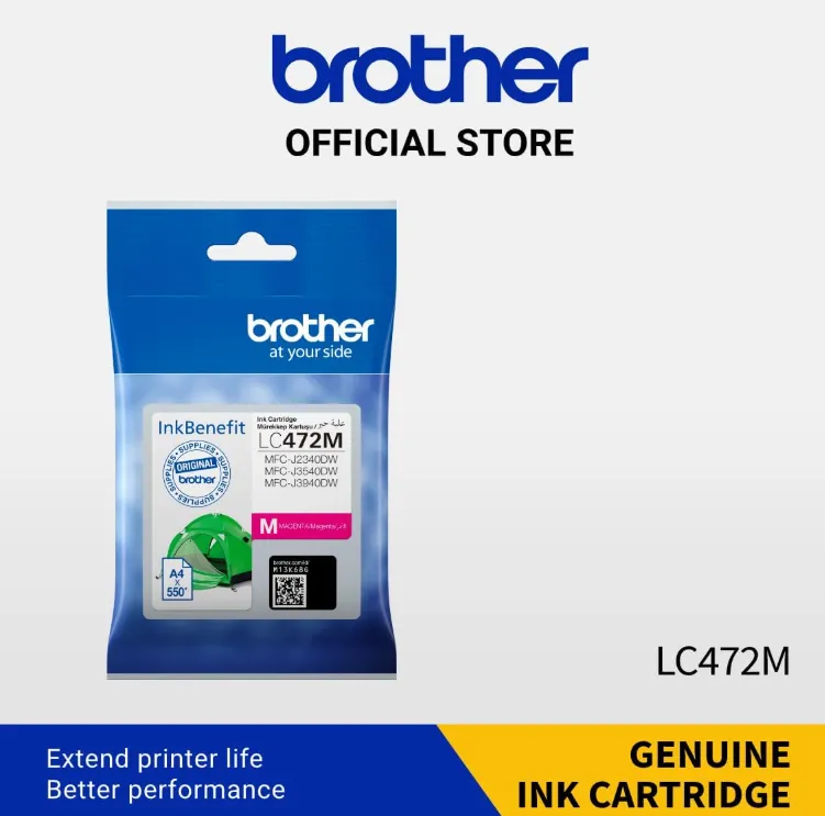 Brother LC472 Magenta Ink Cartridge 550 Page Yield, Compatible for MFC- J2340DW, MFC- J3540DW & MFC- J3940DW, Magenta | LC472M
