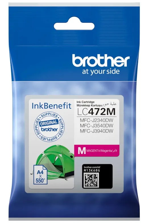 Brother LC472 Magenta Ink Cartridge 550 Page Yield, Compatible for MFC- J2340DW, MFC- J3540DW & MFC- J3940DW, Magenta | LC472M