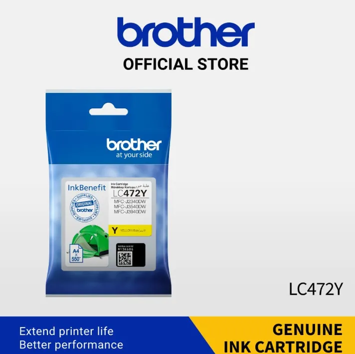 Brother LC472 Yellow Ink Cartridge 550 Page Yield, Compatible for MFC- J2340DW, MFC- J3540DW & MFC- J3940DW, Yellow | LC472Y
