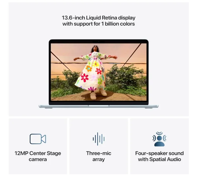 Apple MacBook Air  Laptop with M5 chip: AI and Apple Intelligence, 16GB Unified Memory, 512GB SSD Storage, 12MP Center Stage Camera; ;English 3