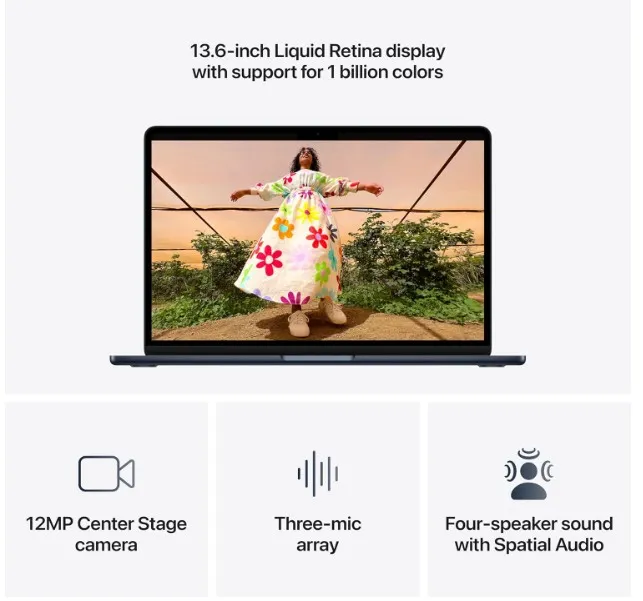 Apple 2026 MacBook Air 13-inch Laptop with M5 chip: AI and Apple Intelligence, 13.6-inch Liquid Retina Display, 16GB Unified Memory, 512GB SSD Storage, 12MP Center Stage Camera; ;English 3