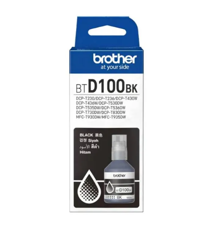 Brother BTD100BK Black Ink Bottle – Genuine Ink – Ultra High Yield (~7,500 Pages)