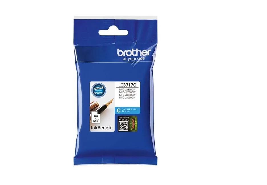 Brother LC3717C Cyan Ink Cartridge – Genuine Ink – High Yield (~550 Pages)