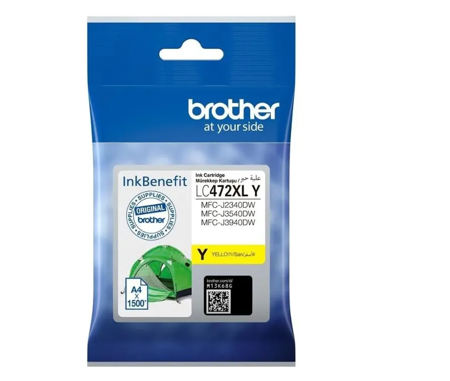 Brother LC472XLY Yellow Ink Cartridge – Genuine High Yield Ink – ~1,500 Pages