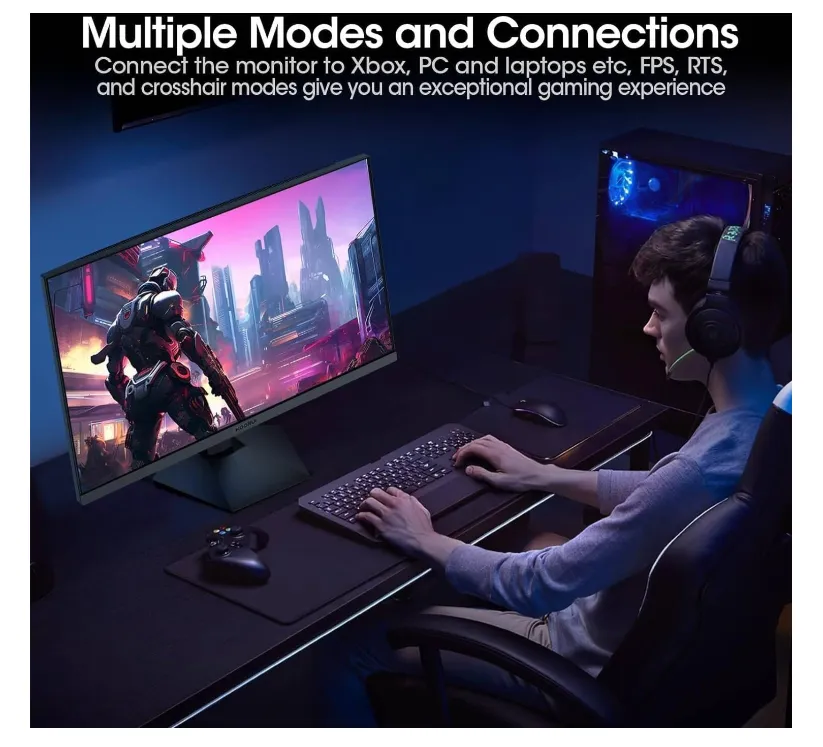 KOORUI 24.5 FHD 170Hz VA Gaming Monitor, 1ms Response Time, Rate, FreeSync & G-Sync Compatible, sRGB 99%, VESA Mountable, Tilt Adjustable, Eye Care, 2* HDMI / 1* DisplayPort, Black | 25E3A 3