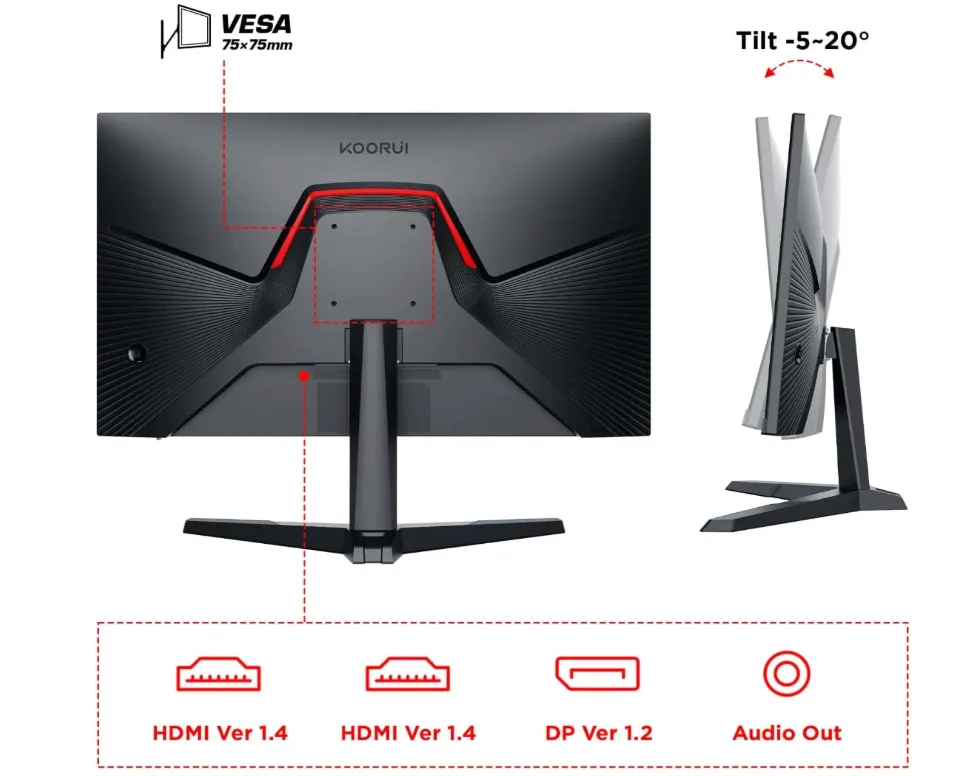 Koorui Gaming Monitor 24″ Flat, FHD , IPS Panel, FreeSync, 165 Hz, 1 ms (24E3) 3