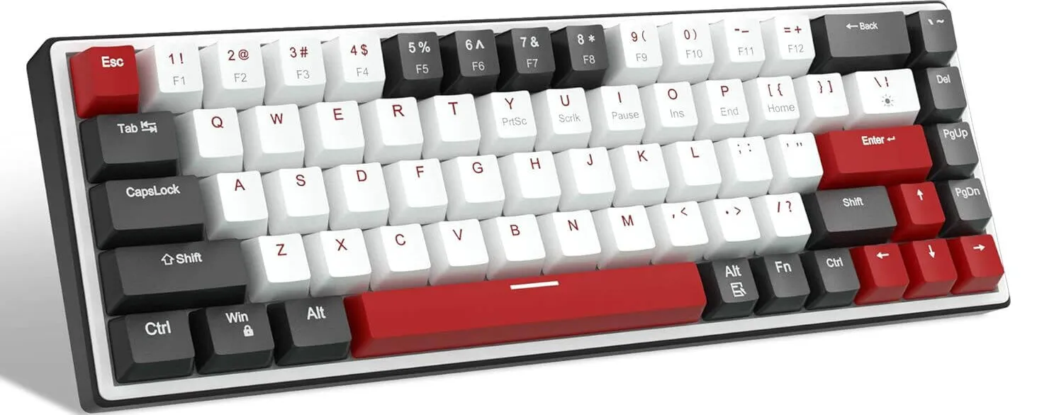 MageGee SKY68 Wired Mechanical Gaming Keyboard, 65% Layout, Blue Switch, Hot-Swappable, 68 Keys, USB, Ice Blue Backlit, Detachable Type-C, English Layout, Black White | SKY68