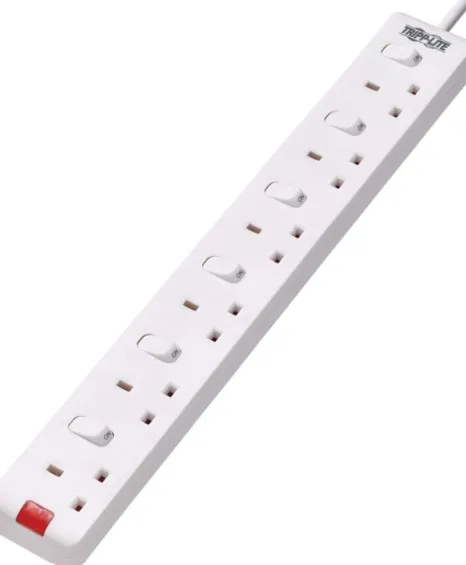 Tripp Lite 6-Outlet Power Strip - British BS1363A Outlets, Individually Switched, 220-250V, 13A, 3 m Cord - White | PS6B35W