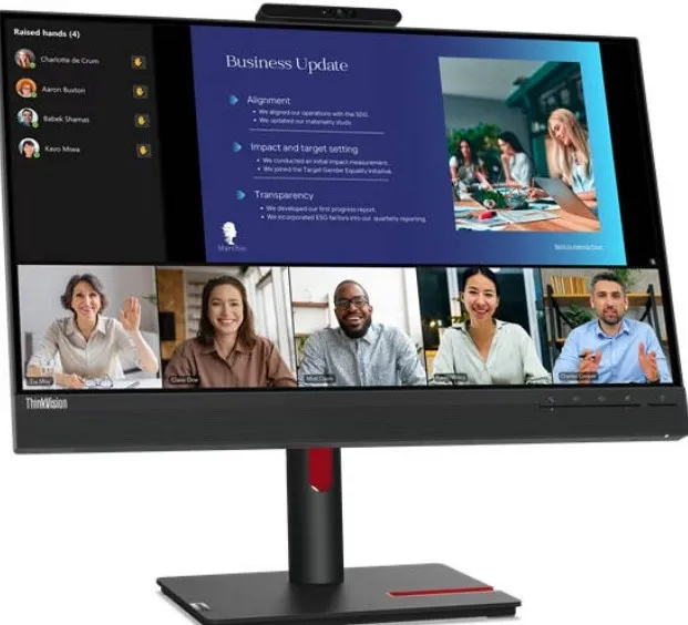 Lenovo ThinkVision T24v-30 Monitor, 23.8" IPS FHD Display, 75Hz Refresh Rate, 4ms (Extreme Mode) / 6ms (Normal Mode) Response Time, Built-In 3W x2 Speaker, Black | 63D8MAT3UK