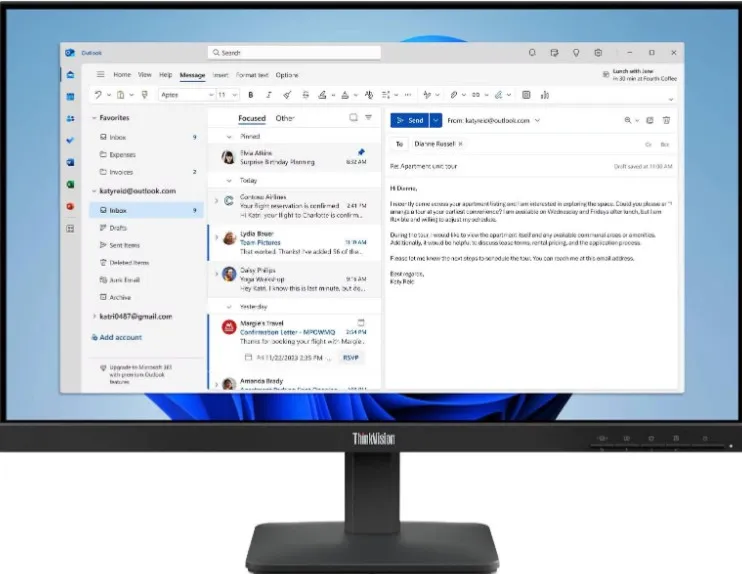 Lenovo ThinkVision S24-4e Monitor, 24" IPS Display, FHD Resolution, 100Hz Refresh Rate, 4ms (GtG) Response Time, 16.7m Color Display, Raven Black | 64B5KAT1UK