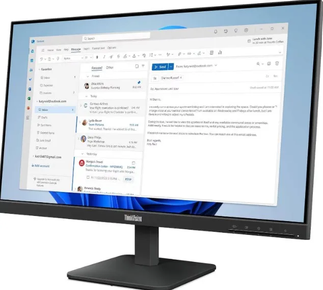 Lenovo ThinkVision S24-4e Monitor, 24" IPS Display, FHD Resolution, 100Hz Refresh Rate, 4ms (GtG) Response Time, 16.7m Color Display, Raven Black | 64B5KAT1UK 3
