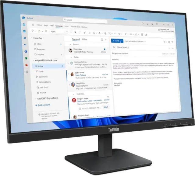 Lenovo ThinkVision S24-4e Monitor, 24" IPS Display, FHD Resolution, 100Hz Refresh Rate, 4ms (GtG) Response Time, 16.7m Color Display, Raven Black | 64B5KAT1UK