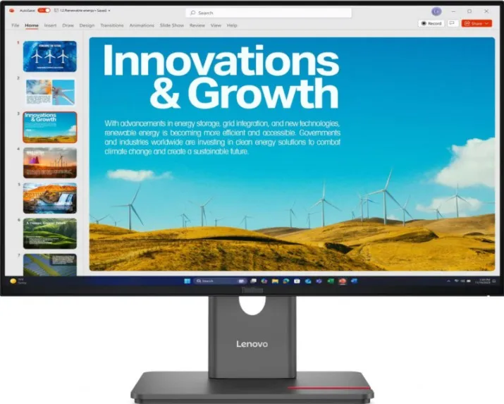 Lenovo ThinkVision P24QD-40 Monitor, 24" IPS Display, QHD Resolution, 120Hz Refresh Rate, 4ms (Extreme Mode) Response Time, Anti-Glare, 2mm Side Bezel, USB-C Docking, Eclipse Black | 64B1GAT1UK