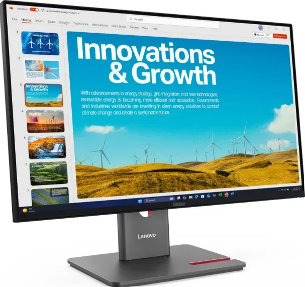 Lenovo ThinkVision P24QD-40 Monitor, 24" IPS Display, QHD Resolution, 120Hz Refresh Rate, 4ms (Extreme Mode) Response Time, Anti-Glare, 2mm Side Bezel, USB-C Docking, Eclipse Black | 64B1GAT1UK