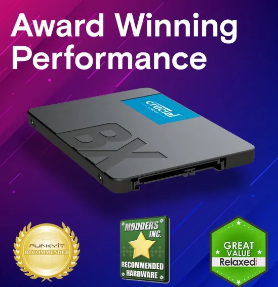 Crucial BX500 SATA 2.5" Internal SSD, 1TB Capacity, 540 Mb/s Sequential Read, 500 Mb/s Sequential Write, 360TB TBW SSD Endurance, Black | CT1000BX500SSD1 4