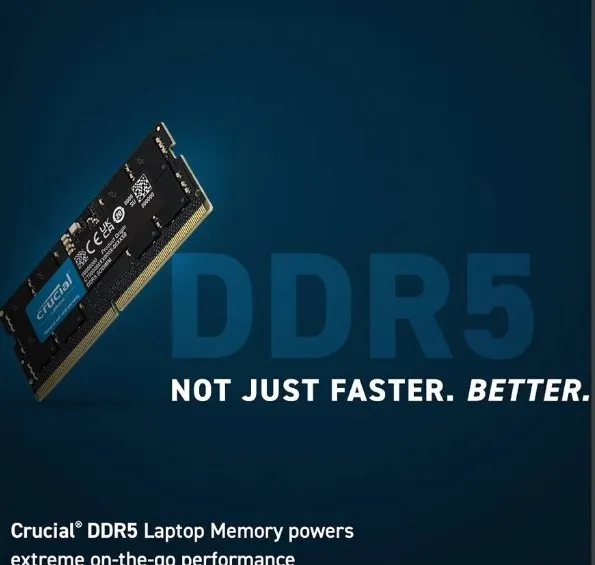 Crucial SODIMM Laptop Memory, 16GB Capacity, DDR5-5600 Speed, 46-45-45 JEDEC, 1.1 Voltage, Unbuffered | CT16G56C46S5