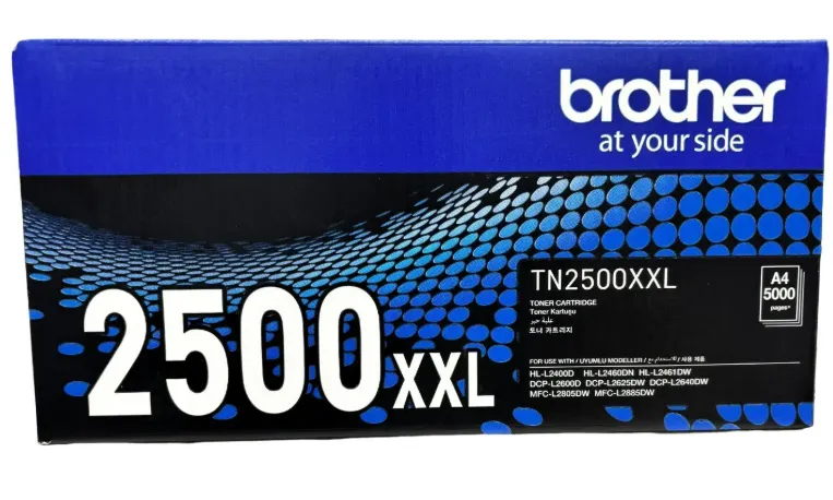 Brother TN-2500XXL Black Toner Cartridge – Genuine Extra High Yield Laser Toner – ~5,000 Pages
