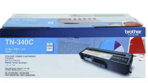 Brother TN-340C Cyan Toner Cartridge – Genuine Standard Yield Colour Laser Toner – ~1,500 Pages