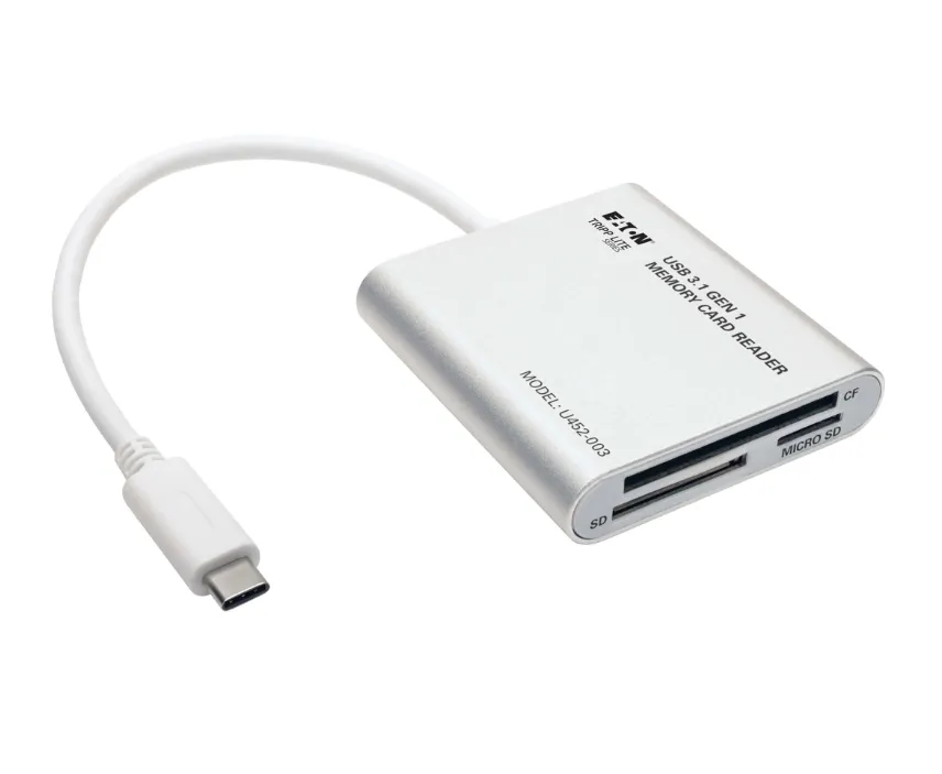 Tripp Lite U452-003 USB-C USB 3.1 Gen 1 Multi-Drive Memory Card Reader – SD / MicroSD / CF – 5Gbps