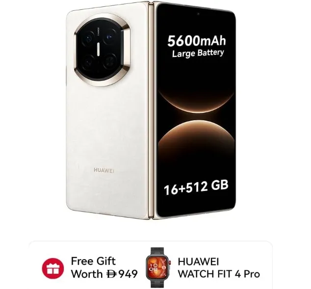 HUAWEI Mate X7 Foldable Smartphone 16GB+512G, 8" 120Hz LTPO Foldable Display, True-to-Colour Camera, Kunlun Glass, 5600 mAh All-Day Battery, Brocade White (TDRA Version)