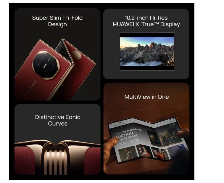 HUAWEI Mate XT Super Slim Tri-Fold Design Smartphone, 16GB+512GB, Advanced Precision Hinge System, Ultra Aperture XMAGE Camera, 10.2-inch Hi-Res HUAWEI X-True Display + MultiView in One, Black (TDRA Version) 4