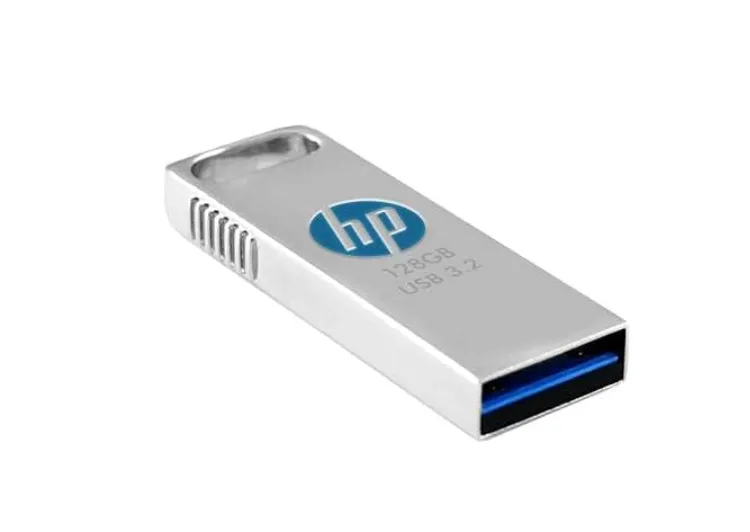 HP x306w 128GB USB 3.2 Flash Drive – Silver, Zinc Alloy Body, Capless Design 3
