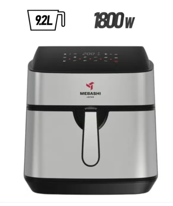 Mebashi ME-AF969 7.5L Air Fryer with LED Touch Screen, 10 Preset Programs, 1600–1800W, Black-Silver