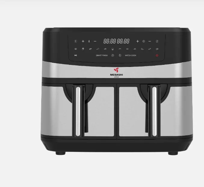 Mebashi ME-AF997 9L Dual Basket Air Fryer with Digital Screen, 1800W, 12 Pre-Set Functions, Black