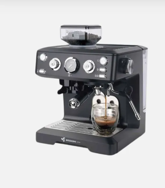 Mebashi ME-CCM2064 SS Commercial Espresso Coffee Machine with Built-in Grinder, Dual Heating System, 19 Bar, 2L Tank, Stainless Steel
