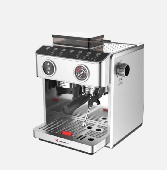 Mebashi ME-CCM2061 Commercial Coffee Machine with Touch Screen, Dual Boiler & Built-in Grinder, 20 Bar, Stainless Steel