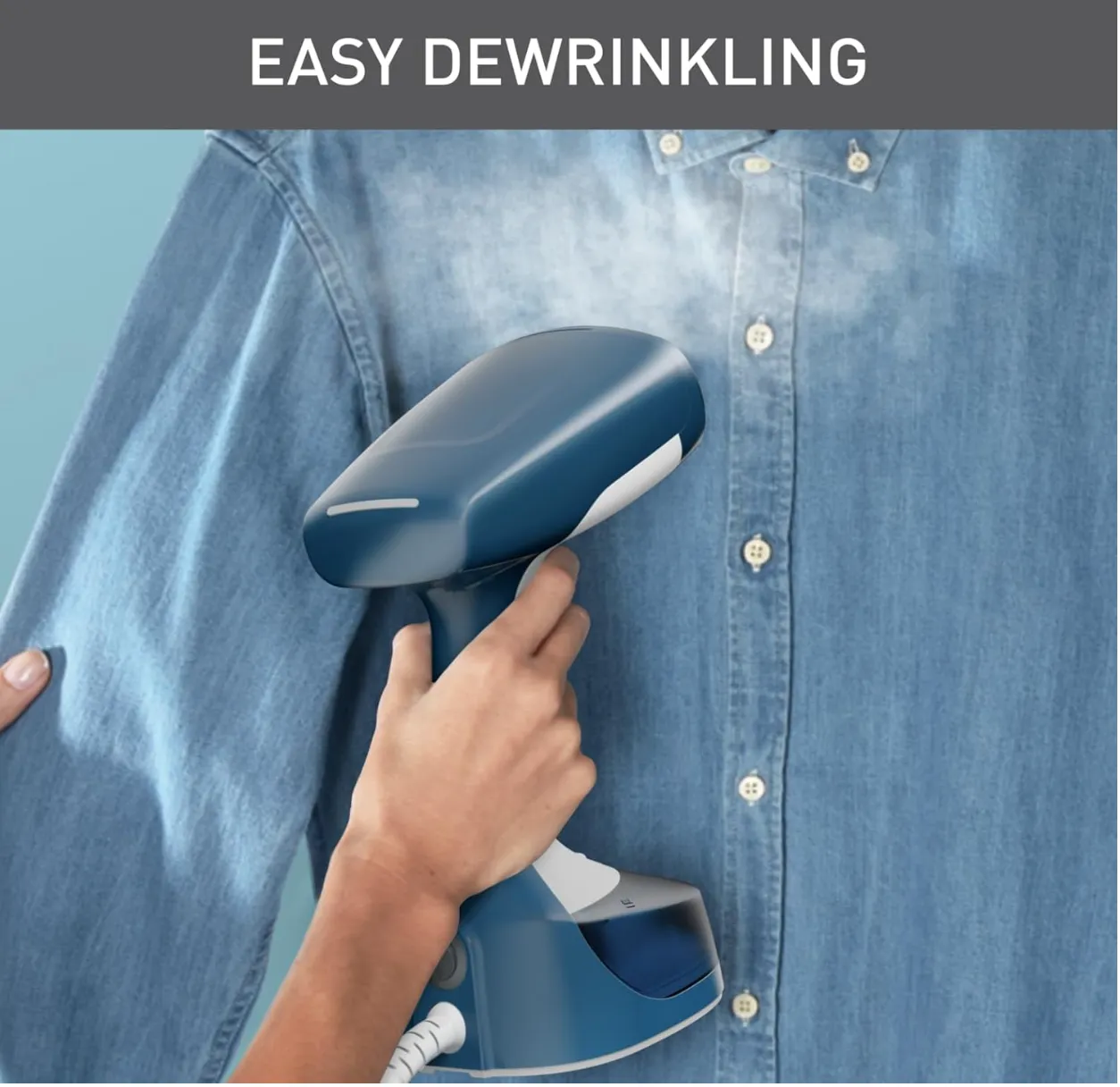 Tefal Access Steam Easy Handheld Garment Steamer DT7130G0 – 1400W, 25g/min Steam Output, 15-Second Heat-Up, 150ml Tank, Blue & White 3