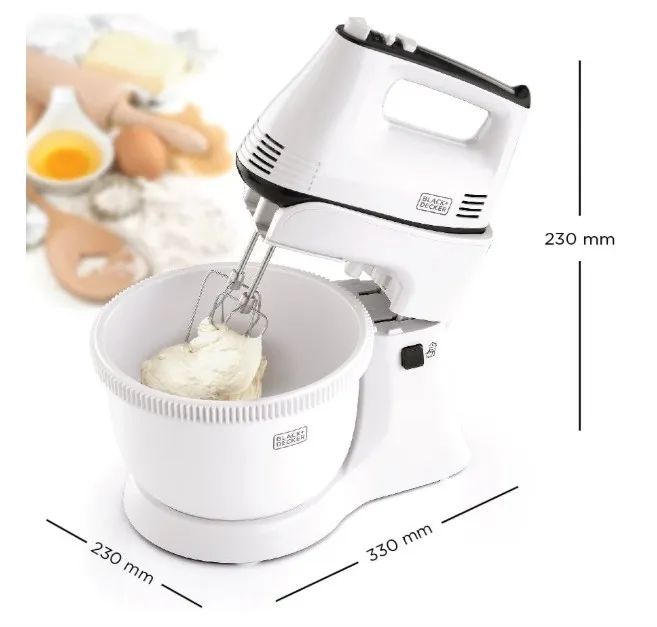 Black & Decker 300w 5 speed multifunction bowl and stand mixer, white - m700, 2 years warranty 2