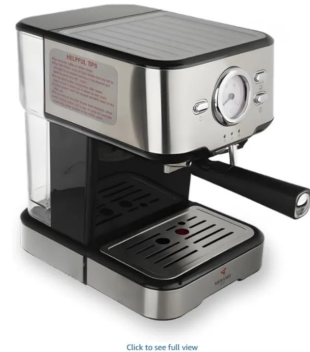 Mebashi ME-ECM2021 Espresso Coffee Machine, 1.5L, 20 Bar ULKA Italy Pump, 1100W, Chrome Black / Steel 3