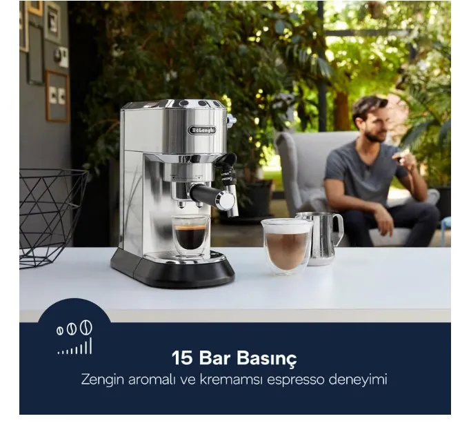 De'Longhi Dedica Pump Espresso Manual Coffee Machine | Cappuccino, Latte Macchiato With Milk Frother | Thermo Block Heating System For Accurate Temperature | Easy To Clean | EC685.M (Metal) 3