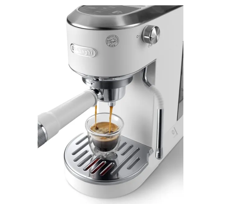 De'Longhi Dedica Duo EC890.WI Traditional Barista Pump Machine Espresso And Cold Brew Manual Coffee Machine with My LatteArt Steam Wand 15 cm Wide 2 Espresso Touch Display Mug up to 13cm White 3