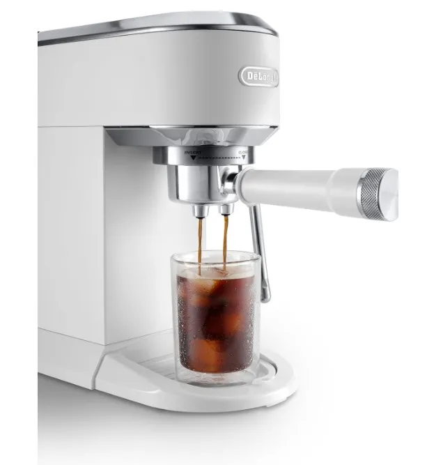 De'Longhi Dedica Duo EC890.WI Traditional Barista Pump Machine Espresso And Cold Brew Manual Coffee Machine with My LatteArt Steam Wand 15 cm Wide 2 Espresso Touch Display Mug up to 13cm White 4